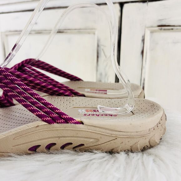Skechers Reggae Raspberry Pink Rope Slip on Outdoor Water Sandals Womens Size 9 - Picture 3 of 6